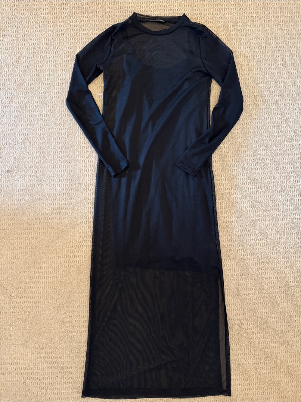 GAP Black Sheer Long Sleeve Maxi Dress